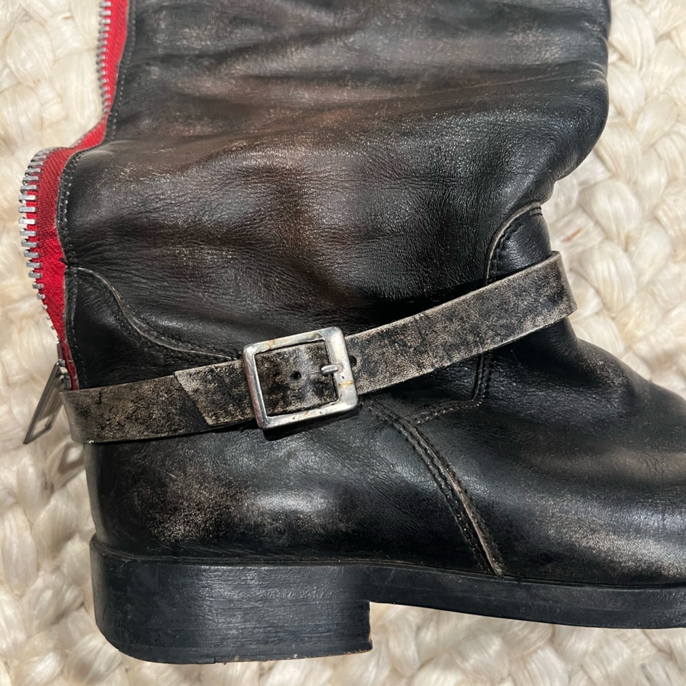 Golden Goose Tall Black Boots Red Zipper - Picture 11 of 12